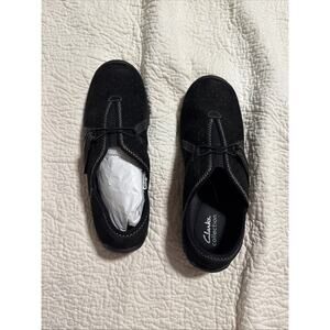 Clark’s Fiana Braley Casual Sneaker Slip On Women Size 9.5 Black Suede Leather